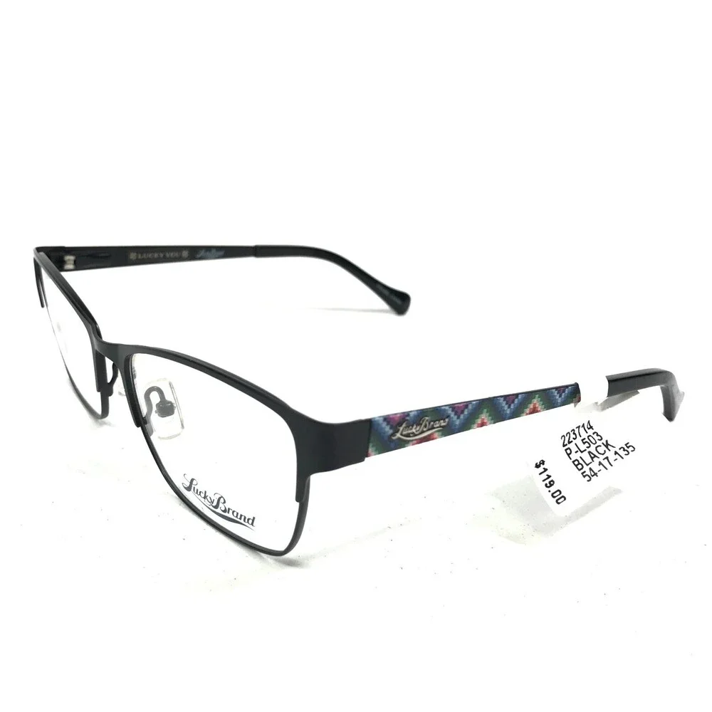 Lucky Brand L503 BLACK Eyeglasses Frames Square Cat Eye Full Rim 54-17-135